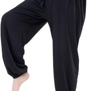 Kids Unisex Kung Fu Wide Pants Stretchy Elastic Waist Taichi Martial Arts Practice Trousers for Boys Girls