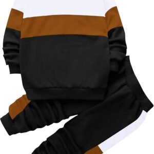 Boy's 2 Piece Active Tracksuit Sets Casual Pullover Sweatsuit Color Block Long Sleeve Sweatshirts & Jogger Pants