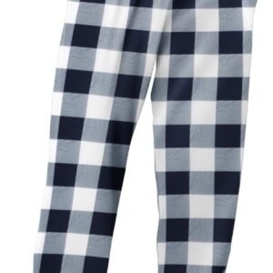 Boys Casual Plaid Pants Loose Elastic Waist Long Trousers with Pockets