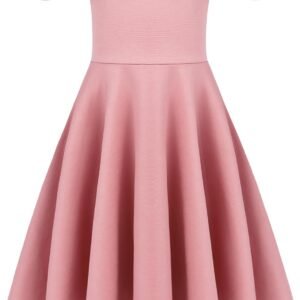 Girls Summer Dress Off Shoulder Flutter Sleeve Midi Swing Cassual Formal Dresses with Pocket
