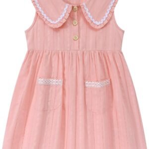 Little Girls Peter Pan Collar Dress Easter Spring Summer Cotton Sleeveless Sundress