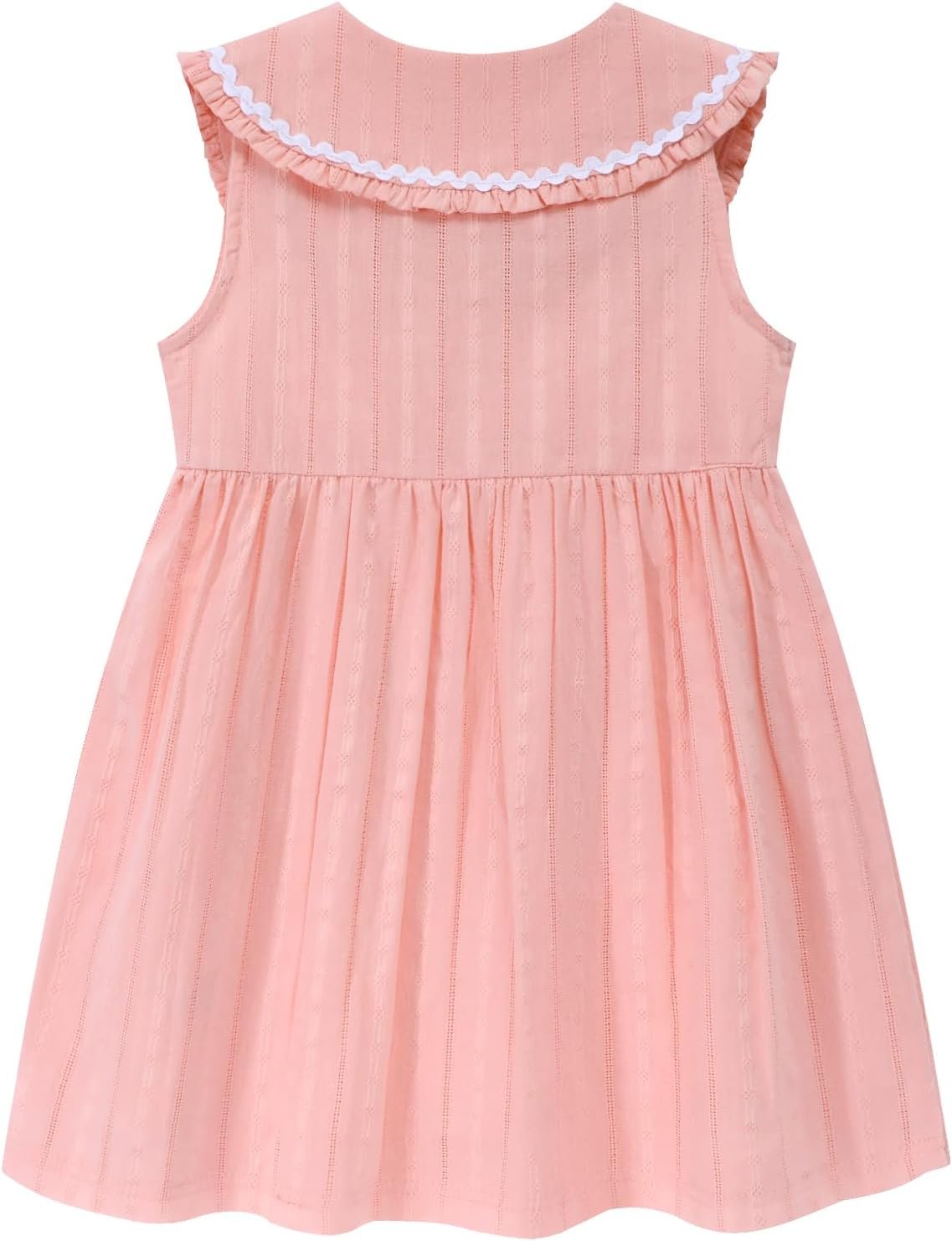 Little Girls Peter Pan Collar Dress Easter Spring Summer Cotton Sleeveless Sundress - Image 2