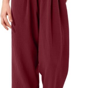 Girls Casual Pants High Waist Wide Leg Flowy Loose Long Trousers 4-14 Years