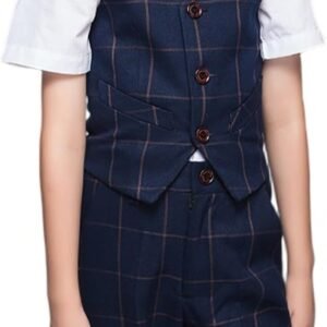 Boy Suits Slim Fit Tuxedo for Boys Plaid Suit Set for Kids Formal Wedding Ring Bearer Outfit