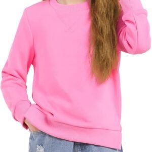 Girls Sweatshirts Pullover Tops, Side Split Crewneck Sweatshirts for Teen Girls, Cute Kids Long Sleeve Blouse, 5-14Y