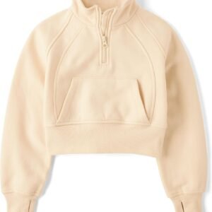 Girls' Fleece Quarter Zip Hooded Sweatshirt
