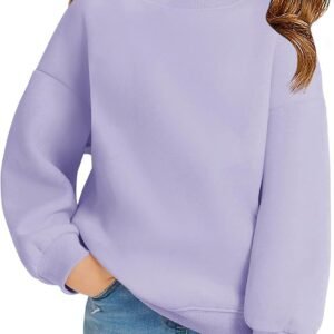 Girls Oversized Crewneck Sweatshirts Kids Fashion Fleece Drop Shoulder Pullover 5-14 Years