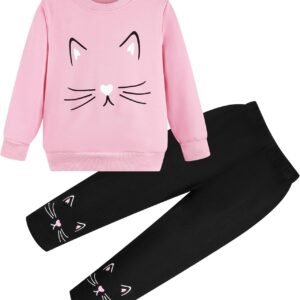 Little Girls Unicorn Outfits 2 Piece Kids Ruffle Sleeve Sweatshirt + Leggings Fall Leopard Clothing Sets 2-10 Years Old