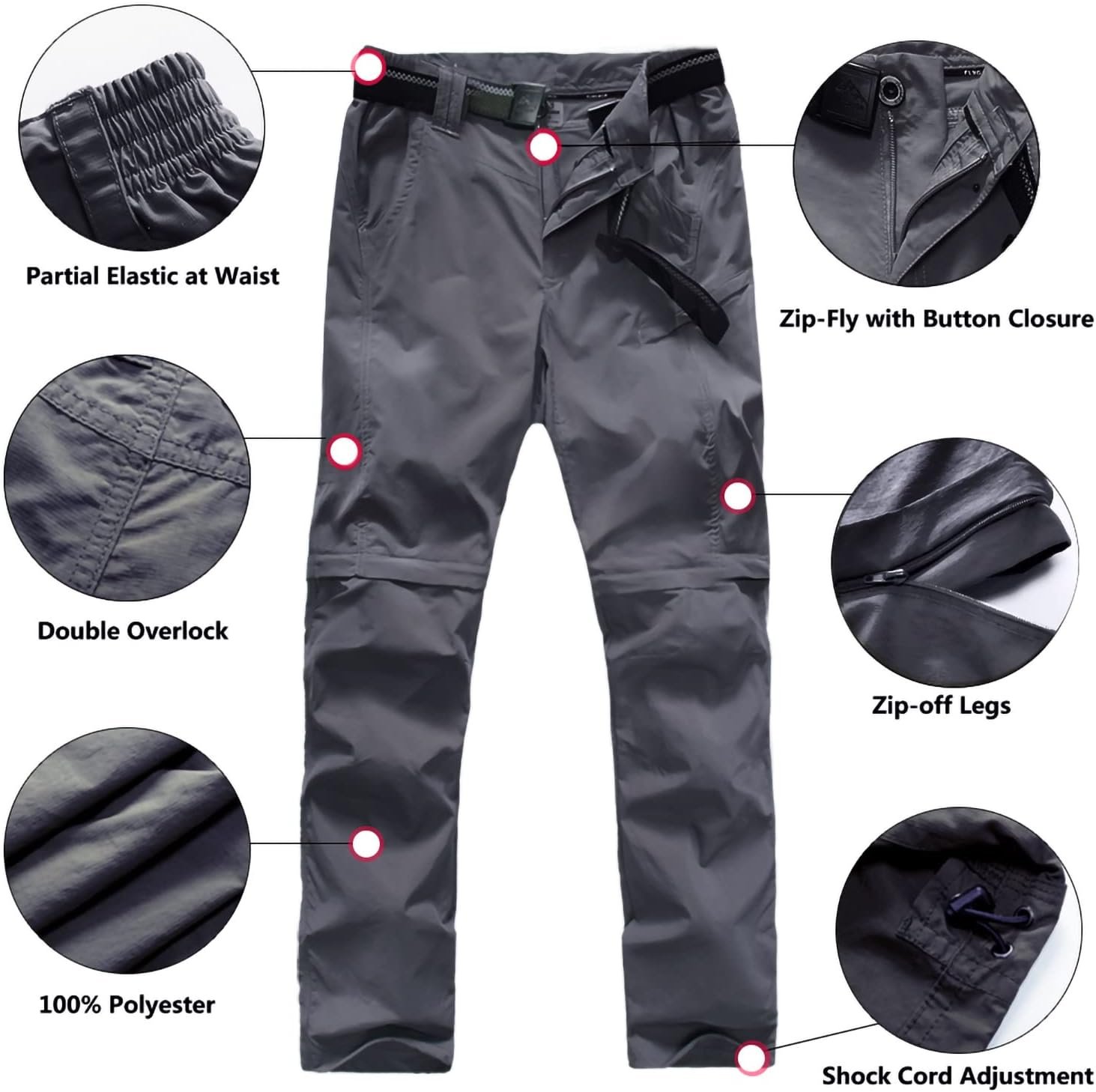 Boy’s Scout Pants Convertible Hiking Quick Dry Zip Off Pants Outdoor Climbing Casual Trouser Kids Youth Cargo Pants - Image 2