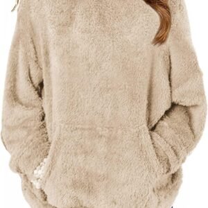 Girls Fuzzy Fleece Pullover Hoodies Sweatshirt Casual Loose Outwear Coat with Pockets 4-15 Years