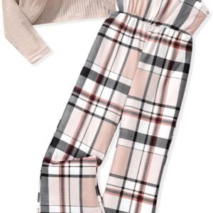 Girls Sleeveless Jumpsuits Outfit Long Sleeve Twist Front Tops Romper Clothes Set Size 4-12