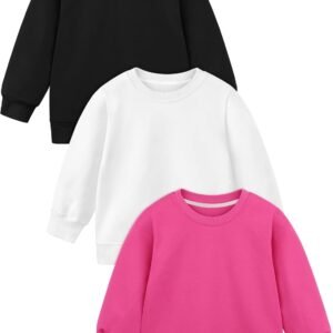 3 Pack Baby and Toddler Girls' Sweatshirt Girl No Cap Crew-Neck Sweatshirt Long Sleeve Pullover Shirt