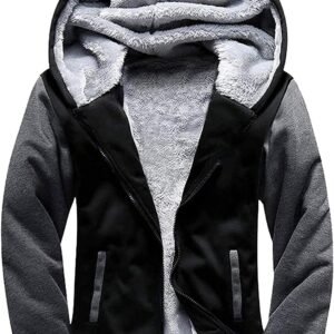Boys Sherpa Lined Hoodie Kids Fleece Sweatshirt Full Zip Hooded Jacket